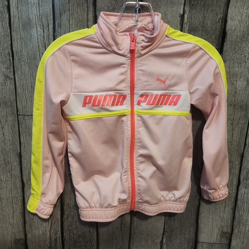 Puma light pink and yellow zip‎ up jacket